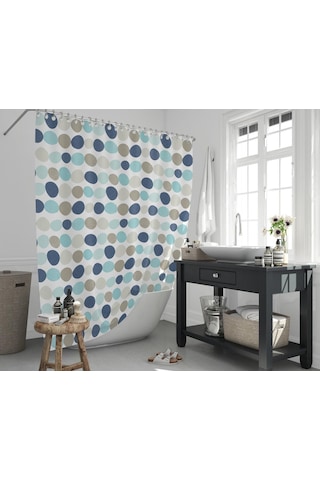 Banyo Perdesi 1x120x200 Tek Kanat Duş Perdesi Halka Hediyeli 5706 Mavi