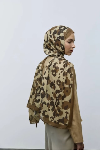Moda Kaşmir Leopar Desen Aya Şal Altın