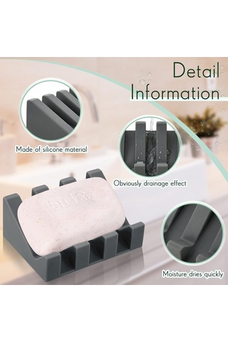 Youmex 2'li Silikon Sabun Tutucu, Otomatik Su Çıkarma Özelliği, Duş Ve Mutfak Uygun, Derin Gri Ve Yeşil Renk Seçenekleri, Sabun Koruyucu Ve Akışlı Tasarım Açık Yeşil - Koyu Gri