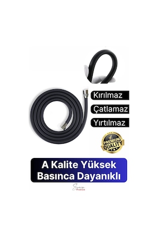 Siyah Dayanıklı Esnek Kırılmaz Çatlamaz Patlamaz Sızdırmaz Pvc Banyo Duş Musluk Hortumu 1,5 Metre Çok Renkli