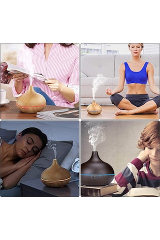 Geeksen 550ml Koyu Ahşap Desenli Ev Salyangoz Yağı İçeren Aromaterapi Makinesi - Sessiz 2-8 Saat Zamanlama Ve Nemlendirme Fonksiyonu