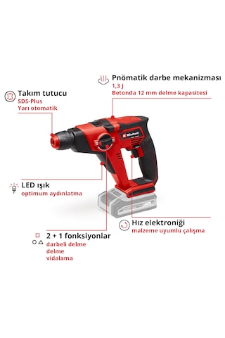 Einhell TE-HD 18/12 Li, Akülü Pnömatik Matkap Seti ( 2,5 Ah Akü ve Şarj Cihazı , 10 Parça Uç Seti Dahildir )