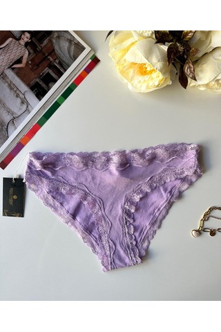Arlet Kadın Pamuklu Rahat Günlük Kullanım Dantelli Slip/külot Li Lila