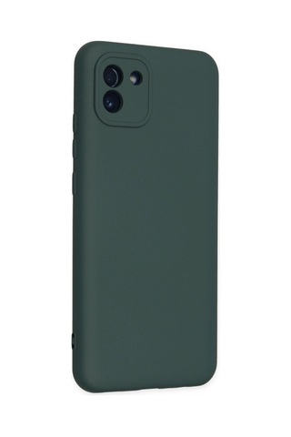 Samsung Samsung Uyumlu Galaxy A03 Kılıf Nano İçi Kadife Silikon - Koyu Yeşil