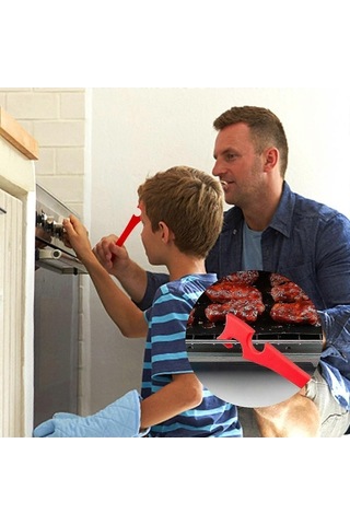 Fortunelane Uzun Saplı Silikon Fırın Rafları - Kolay Fırın, Toaster, Air Fryer İçin Isı Dayanıklı Kırmızı Kırmızı