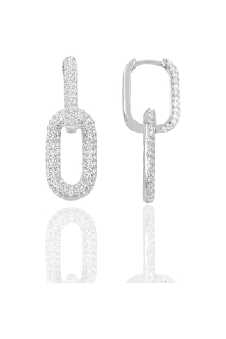 Söğütlü Silver Gümüş Rodyumlu Zirkon Taşlı Sallantılı Trend Küpe