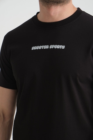 Shooter Sportwear Shooter Erkek Bisiklet Yaka Tişört Premium Pamuklu Yüksek Kalite Regular Fit Siyah