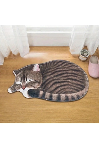 Elmpaly S10170 Kawaii Kedi Desenli Yumuşak Polyester Kaymaz Halı 15.75x29.92inç S10170 Boyut