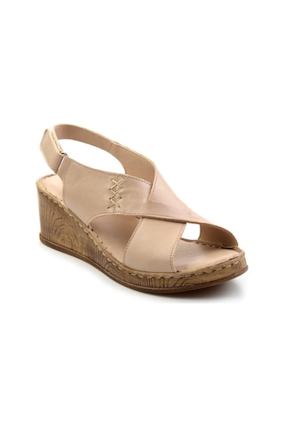 Bambi Bej Leather Kadın Sandalet K05552001203 Bej