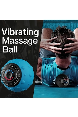 Dashanshop Mavi 5 Hızlı Yüksek Yoğunluklu Şarj Edilebilir Titreşimli Masaj Topu Kas Fitness Servikal Omurga Bel Ayak İçin Elektrikli Yoga Topu Mavi