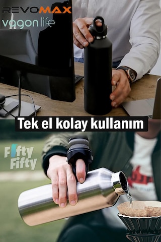 Revomax 592 Ml Büyük Kapasiteli Özel Kapak Sistemli 18 Saat Sıcak/36 Saat Soğuk Çelik Termos 001