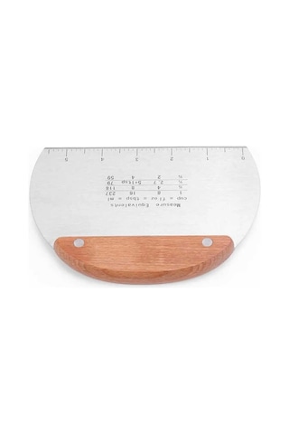 Oval Ölçülü Bambu Saplı Hamur Spatula Şekillendirici Kazıyıcı Kesici Paslanmaz Çelik 14,5 Cm Çelik K Diğer