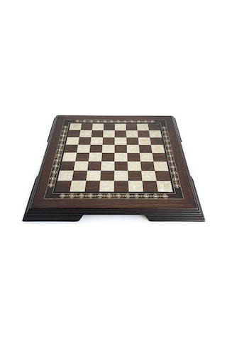 Flat Ayaklı Ahşap Satranç Tablası Küçük Ceviz 35x35cm