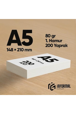 İnformal Fotokopi Kağıdı Premium Kalite A5 80 Gr 200 Yaprak