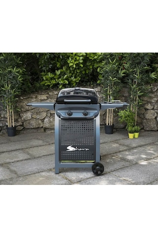 Aygaz X150 Klasik Gazlı Barbekü - 2 Brülörlü Ayaklı Bahçe Mangalı, Termometreli Kapak, Gri Gri - Siyah