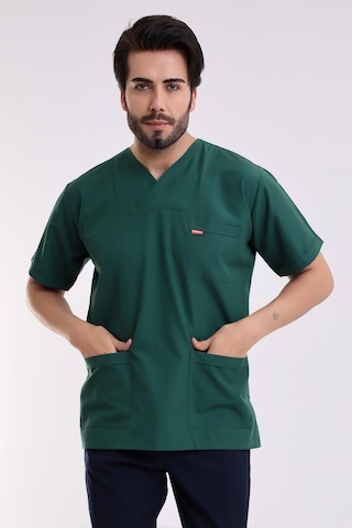 Zarf Yaka Erkek Tek Üst - 58 Koyu Yeşil-6357