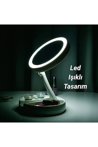 Led Işıklı 10x Katlanabilir Çift Taraflı Makyaj Aynası