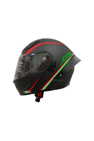 Ws-210 Güneş Vizörlü Çene Açılır Kask 46 Şeffaf Vizörlü İtaly Dizany Siyah