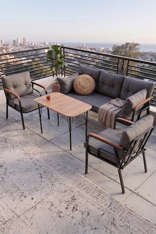Canisa Ekon Serisi 1. Sınıf 3+1+1 Gri Bahçe Balkon Oturma Koltuk Takımı