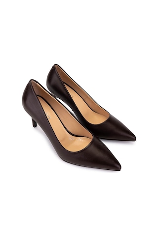 Tamer Tanca Kadın Hakiki Deri Kahverengi Topuklu Ayakkabı 1132 570 Bn Ayk Sk25-26 Kahve Derı Kahverengi