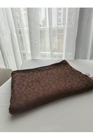 Laurel Scarf Leopar Desen Pamuk Ayrobin Jakar Şal Kahverengi