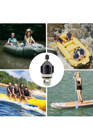 Symbee Sup Kayak Inflatable Boat Universal Valve Adapter - High Pressure Resistant Brass Rubber Pump Connector Black-grey