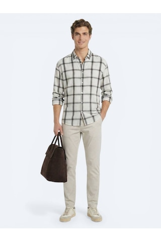 Kip Bej Oversize Fit Dokuma Casual Gömlek