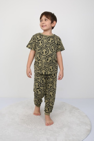 Bunny Hopp Erkek Çocuk Oyun Konsolu Desenli Kısa Kollu Yazlık Pijama Takımı %100 Pamuk Süprem Penye Yeşil
