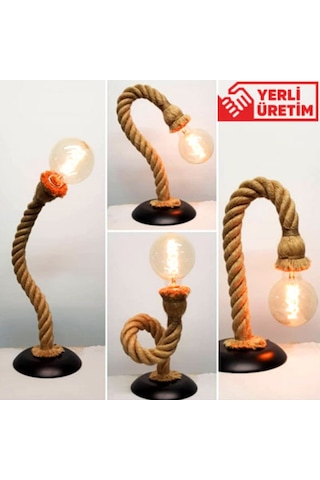 Dekoratif Hareketli Halat Masa Lambası 2 Metre Anahtarlı Kablolu(323036131) Siyah Duy