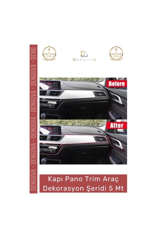 Otodekor İç Trim Galvanik Şerit Pano Süsleme Esnek Pvc Lüks Aksesuar Araba Dekorasyon 5 Metre
