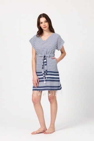 Mulberry Katya Plaj Elbisesi Tunik Pareo %100 Pamuk Lacivert
