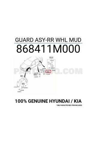 KIA CERATO ARKA ÇAMURLUK TOZLUK SOL 2008-2017 868411M000