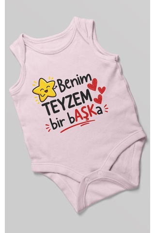 Morivokids Benim Teyzem Bir Başka Sıfır Kollu Bebek Zıbını %100 Pamuk Bebe Pembe