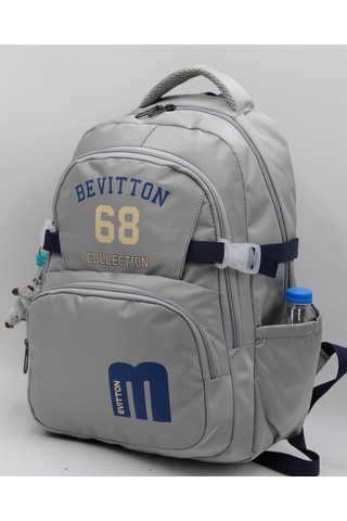 Bevitton Özel Su İtici Kumaş Unisex Gri-lacivert Okul Çantası 34500