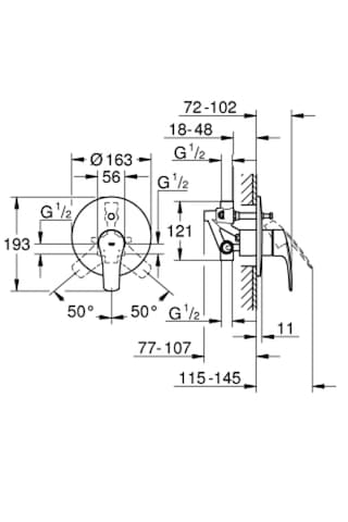 Grohe 33305003 Eurosmart Tek Kumandalı Ankastre Banyo Bataryası Krom