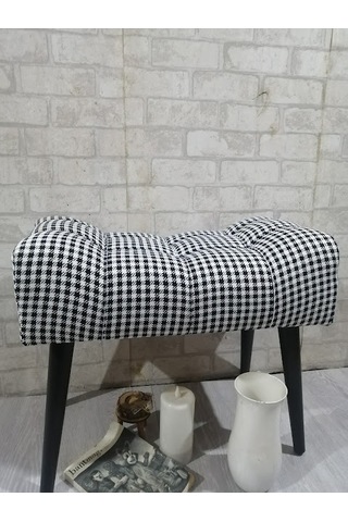 Puf ,siyah-beyaz ,puf Kazayağı Keten Kumaş ,siyah Ayak ,çima Diki