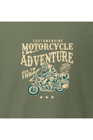 Wildstyle Motorcycle Adventure Motosiklet Macera Vintage Yol Baskılı Unisex Bisiklet Yaka Pamuklu Tişört - Hak