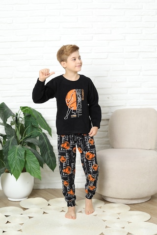 Modanino Erkek Çocuk Welsoft/polar Kumaş Pijama Takımı 12491 Siyah