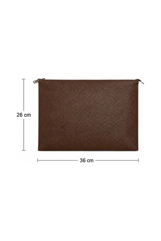 Zipcase 36x26 Cm Kalın Suni Deri Çift Dikişli Fermuarlı Laptop Ve Evrak Çantası Kahverengi Kahverengi