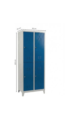 4 Gözlü Standart Soyunma Dolabı Mavi 80x40x198