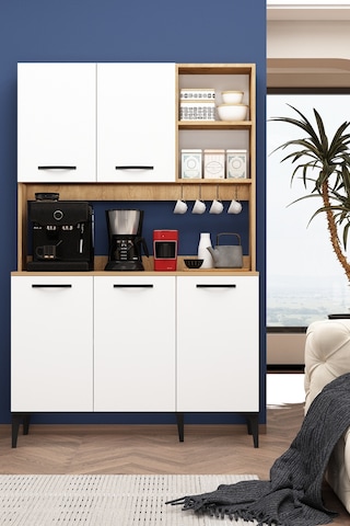 Riva Kahve Köşesi 3 Kapaklı Airfry Kiler Dolabı Çok Amaçlı Erzak Dolabı Sepet-beyaz Sepet-beyaz