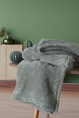 Wellsoft Tv Battaniyesi Peluş Polar Ultra Yumuşak Battaniye 140x170 Cm Duman Yeşili