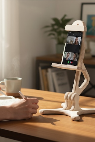 Ahşap Telefon Standı Bej