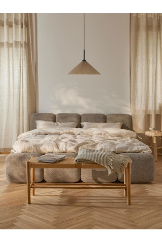 Most Oktagon Bazalı Mdf Karyola 180x200 Kahve Bukle Kumaş İşbir Kuştüyü Sünger Evinize Teslim 180 x 200