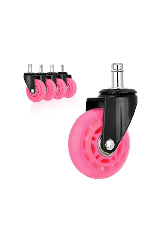 S-wheels Motion Silikon Oyuncu Koltuğu Tekeri 75mm - Pembe Ofis Koltuk Tekeri Ultra Sessiz Sandalye Tekeri Pembe