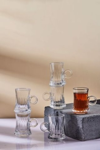 Perotti Giancarlo Kulplıu Çay Bardağı - 6 Lı Çay Bardak Şeffaf