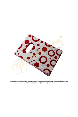 Kırmızı Yuvarlak Desenli Hediyelik Poşet 10x15 Cm
