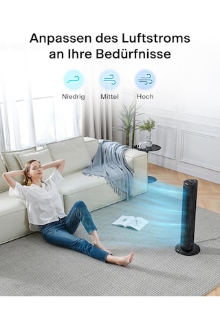 Pelonis Kule Fan, Sessiz Çalışma, 3 Hız Ayarı, Zamanlayıcı, 60 Salınım