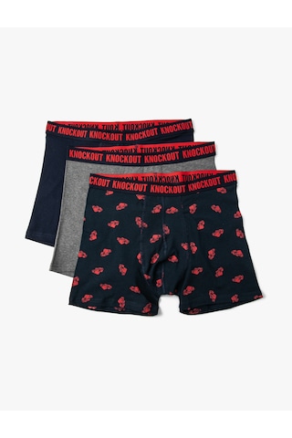 Koton 3'lü Boxer Seti Boks Temalı Sloganlı Bordo Desenli 4wlm90031mk
