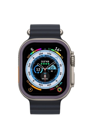 Newface Apple Uyumlu Watch Ultra 49mm Alüminyum Kasa Cam Ekran Koruyucu Semeglbl - 65 - Mor